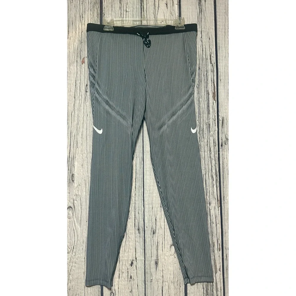 Nike Dri-FIT ADV Mens Running Tights Black White Pinstripe FN3367-013 XL‎ NEW